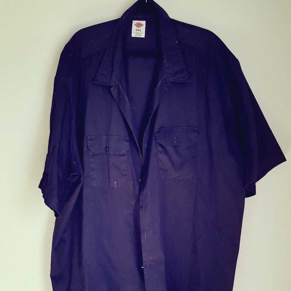 DICKIES Men's Shirt 5XL BLACK Short Sleeve Casual Retro Rockabilly Bowling WORK